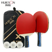 Huieson 2Pcs/Set Classic 5 Ply Solid Wood Table Tennis Rackets Double Face Pimples-in Rubber Table Tennis Bats for Teenagers 2024 - buy cheap