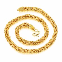 8mm 24 inch  Fashion jewelry Gold Color Handmade Link Chain Necklace dragon Clasp Heavy 113g weight  for Men's Gifts 2024 - buy cheap