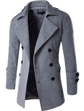 2020 осенне-зимняя мужская куртка, шерстяное пальто в английском стиле, двубортный модный бренд, мужские куртки и пальто из шерсти и смески 2024 - купить недорого