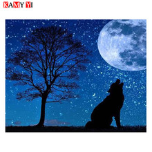 KAMY YI 5D DIY Full Square/Round Drill Diamond Painting"Wolf under the nigh"Mosaic Diamond Embroidery Home Stitch Gift Decor HYY 2024 - buy cheap