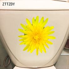 Zttzdy adesivo de parede de 21*21.9cm, flor margarida amarela, adesivo criativo de parede para casa, decoração do vaso sanitário, decalque da parede 2024 - compre barato
