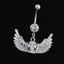 Flying Skull Belly Ring Navel Piercing Nombril, Punk Wing Belly Button Rings Sexy Belly Piercing Ombligo Navel Piercings 2024 - buy cheap