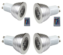 Оптовая продажа, 3 Вт RGB Светодиодный точечный светильник GU10 E27 // E14/MR16, 16 цветов, высокотехнологичный светодиодный светильник с ИК-пультом дистанционного управления, бесплатная доставка 2024 - купить недорого