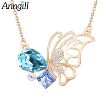 Anngill-colar com pingente de borboleta swarovski, cristais de presente para o dia das mães, moda, jóias, presente 2024 - compre barato