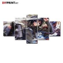 Mikasa-pintura sobre lienzo de Attack on Titan, 5 paneles, arte de pared, imágenes para sala de estar, decoración del hogar, A1721 2024 - compra barato