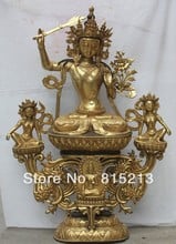 Bi00485-Set de estatua de budismo tibetano, estatua de bronce dorado, wishu, Manjushri, Boddhisattva, 42" 2024 - compra barato