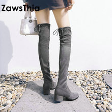 ZawsThia-Botas por encima de la rodilla para mujer, zapatos de tacón cuadrado medio de alta calidad, por encima de la rodilla, 2020 2024 - compra barato