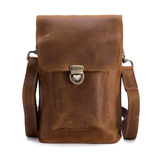 Bolsa de peito masculina de couro legítimo, bolsa crossbody de designer vintage de couro de vaca, bolsa mensageiro com aba 2024 - compre barato