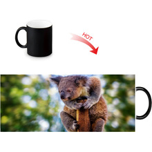 Caneca personalizada relevo de calor coala impressão leite cerveja café canecas cerâmica cor quente chá copo de água 12oz 2024 - compre barato