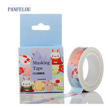 PANFELOU-pegatinas de dibujos animados de conejo para álbum de recortes, pegatina de borde, línea adhesiva washi, tape de papel, DIY, 1,5 CM x 10M 2024 - compra barato