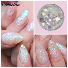 Verntion Holographic Nail Glitter 3D Nail Art Decoration Sequins Tip Mixed Color Glitter Powder Flakes Laser DIY Nail Tool 2024 - buy cheap