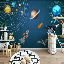 Papel de parede 3d de pintura a óleo do espaço, universo, decalques para parede 3 d, rolos de papel de parede para meninos, quarto de crianças, murais personalizados 2024 - compre barato