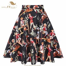 SISHION Sexy Elegant Black Skirts 2021 New Arrival Western Girls Print Beach Swing Vintage 50s Retro Summer Skirt VD0561 2024 - buy cheap