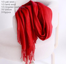 Naizaiga-chal grueso de mezcla de lana de yak para mujer, chal rojo de Cachemira, moda de invierno, YR131 2024 - compra barato