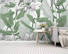Beibehang-papel tapiz 3d personalizado con foto, mural con personalidad, selva tropical, hojas de plátano, flores, Fondo de pared, papel tapiz 3d 2024 - compra barato