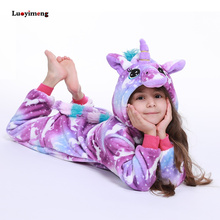 Pijama infantil de unicórnio kigurumi onesie, fantasia para crianças, animais, cobertor para dormir, inverno, menino e menina 2024 - compre barato