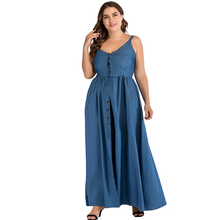 Plus Size 5XL Summer Dresses 2020 Women Jeans Dress Large Size Denim Dress Sundress Spaghetti Strap Button Solid Split clubwear 2024 - buy cheap