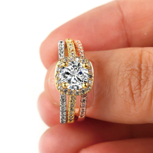 Женский набор колец MxGxFam, 3 квадратных кольца с цирконием, смешанный 3 золотых цвета, модные украшения Bijoux AAA + оригинальный дизайн 2024 - купить недорого