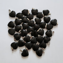 Wholesale 50pcs/lot 2018 fashion good Quality natural black onyx stones heart charms pendants for jewelry making 2024 - buy cheap