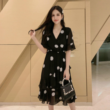 Plus Size Roupas Feminina Wrap Dress Print Polka Dot Dress Summer 2019 Women Clothes Flare Sleeve Ruffles Midi Ladies Dresses 2024 - buy cheap