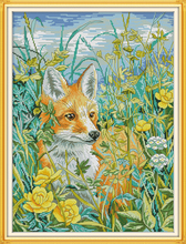 The fox in the bush cross stitch kit aida 14ct 11ct count print canvas stitches embroidery DIY handmade 2024 - buy cheap