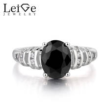 Leige Jewelry Real Natural Black Spinel Ring Anniversary Ring Oval Cut Black Gemstone Solid 925 Sterling Silver Rings for Women 2024 - buy cheap