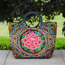 Hot Fashion Embroidery Women National Small Handbags!All-match Nice Floral Embroidered Lady Top-handle bags Vintage Canvas Totes 2024 - buy cheap