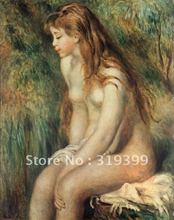 Reprodução da pintura a óleo em tela de linho, banho de garotas adolescentes pierre auguste renoir, frete grátis, 100% artesanal, museu qualidade 2024 - compre barato