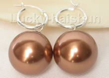 Free Shipping >> AAA Dangle big 20mm light coffee round sea shell pearls earring 2024 - buy cheap