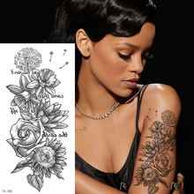 Adesivo de tatuagem temporário, tatuagem com desenhos flores, desenho preto, desenhos de tatuagem, mandala, tatuagem para mulheres e meninas, estampa de manga 2024 - compre barato