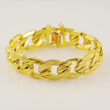 Fashion Exquisite Charm 24K Gold Plating Gold Link Chain Yellow Gold Color Bracelet for Men Women Trendy Party Jewelry Gift 2024 - buy cheap