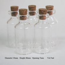 Mini Botella de vidrio vacía con corcho, 100x5ml, 5CC, frascos de muestra transparentes pequeños de deseos, botella de vidrio, viales de 18x40x7mm 2024 - compra barato