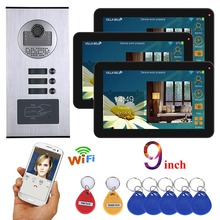 MOUNTAINONE 9 inch Wired Wifi 3 apartment video door phone intercom system RFID IR-CUT HD 1000TVL camera doorbell camera 2024 - buy cheap