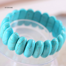 Free Shipping Women Jewelry Handmade Stretch Natural Stone Green Howlite Beads Bracelet 8" 1Pcs H607 2024 - buy cheap