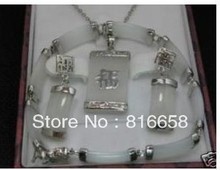 Free shipping Jewellery white Natural stone necklace bracelet earring set 2024 - buy cheap