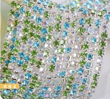 5yard/piece Mix Light green color Glass Crystal sew on rhinestones Chain silvery bottom Diy Clothing accessories SIJISHUIZUAN 2024 - buy cheap