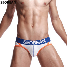 Seofeijão cueca masculina calcinha cintura baixa com retalhos em forma de u bolsa bolsa sexy de algodão respirável 2024 - compre barato