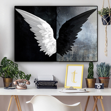 Черно-белая мощная Картина на холсте с крыльями пера, скандинавские постеры и принты, Скандинавская картина на стену для гостиной 2024 - купить недорого
