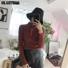 2020 New Autumn/Winter Sweater Female Zipper Pullover Long-Sleeved Sweater Slim Half-High Collar Long-Sleeved Bottoming Sweater 2024 - buy cheap