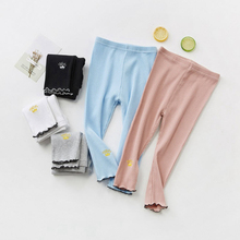 Mallas ajustadas para niñas, pantalones elásticos de algodón, Color caramelo, hasta la pantorrilla, GL101 2024 - compra barato