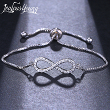 2019 Classic Infinity Adjustable Chain Bracelets for Women Inlay Zirconia Silver Color Friendship Bracelet Accessories Gifts 2024 - buy cheap