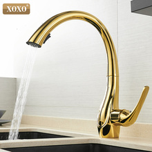 XOXO Kitchen Faucet Pull Out Cold and Hot Golden Single Handle 360 Degree Water Mixer Tap Torneira Cozinha 83038 2024 - buy cheap