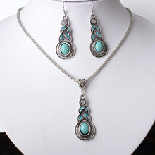 European and American style jewelry retro pattern Blue Crystal Necklace  for Women Maxi Necklace 2024 - buy cheap