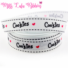 5/8"16mm "Cookies" with love English Letter Printed Grosgrain Ribbon Christmas Gift Decorations handmade ribbon 10 yards/pack 2024 - buy cheap