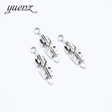 YuenZ-15 Uds. De abalorios de plumas, colgante de Metal de color plata antigua para pulsera, collar, pendientes, joyería de 29x8mm D318 2024 - compra barato