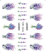 FWC 1 лист 2020 Лаванда Букет водные наклейки Дизайн ногтей украшения фиолетовый Цветущий цветок слайд красивые наклейки для ногтей 2024 - купить недорого