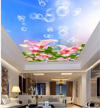 3d wallpaper mural Blue flower bubble ceiling 3d murals wallpaper for living room Home Decoration Non woven wallpaper 2024 - buy cheap