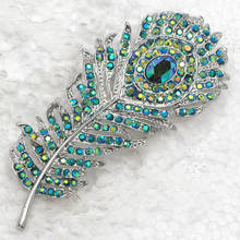 12pcs/lot Wholesale Fashion brooch Rhinestone Peacock Feather Pin brooches Men's Woman Accessories C101384 2024 - buy cheap