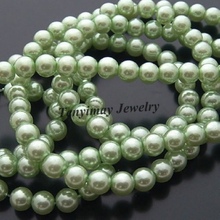 Envío Gratis 6mm perlas de imitación de cristal verde claro, perlas de imitación de moda DIY cuentas sueltas 2024 - compra barato
