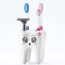 1 Piece Cartoon Cute 4 Hole Fashion Tooth Style Toothbrush Holder Bracket Container for Bathroom 2024 - buy cheap